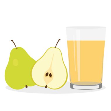 Sağlıklı bir yaşam tarzı. Bir bardak taze sıkılmış meyve suyu. Armut. Armut suyu. Sağlık. Vektör çizim