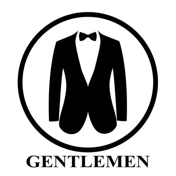 Gentleman Ikonen Kostym Ikonen Isolerad Vit Bakgrund Platt Design Vektorillustration — Stock vektor