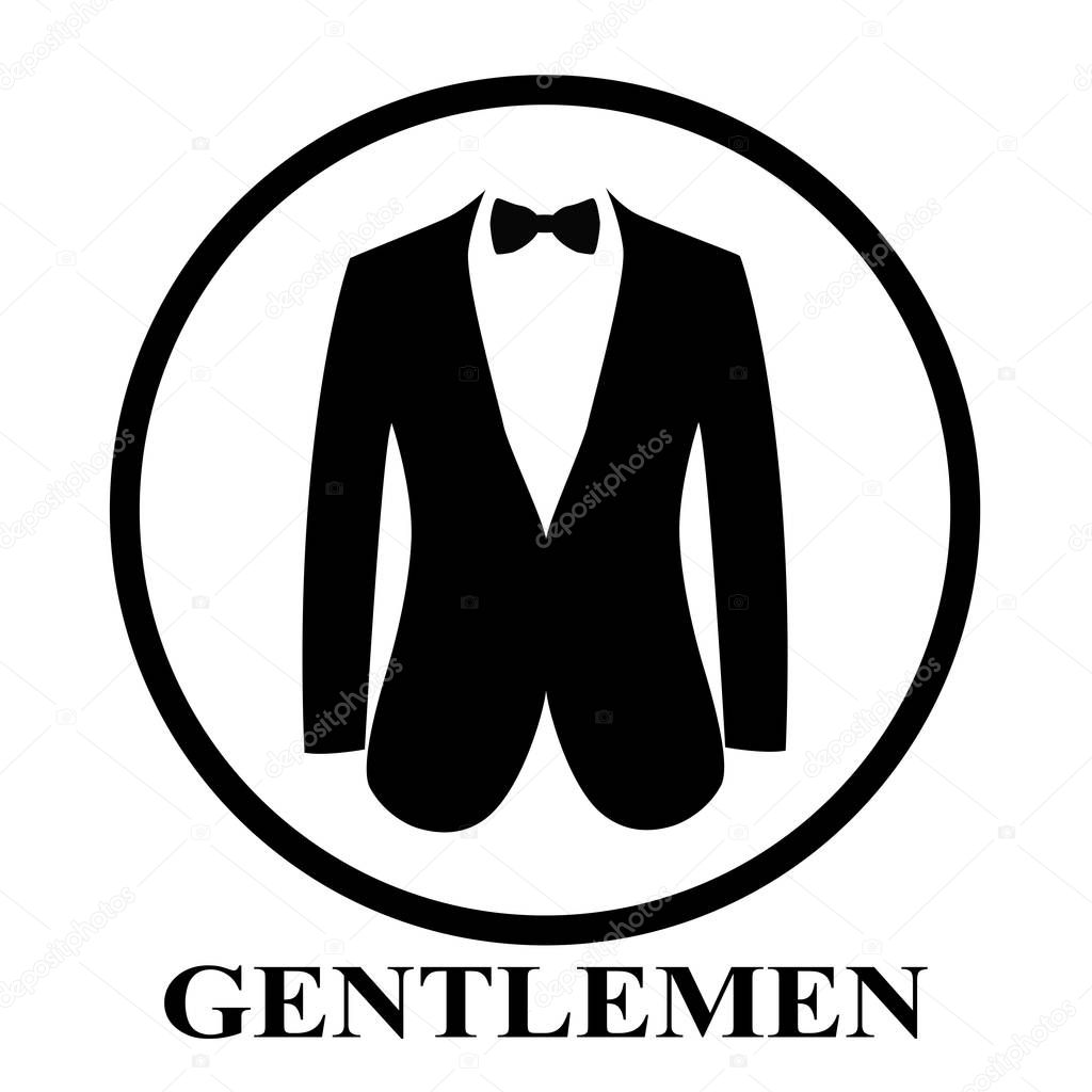 Gentleman icon. Suit icon isolated on white background. Flat design. Vector illustration