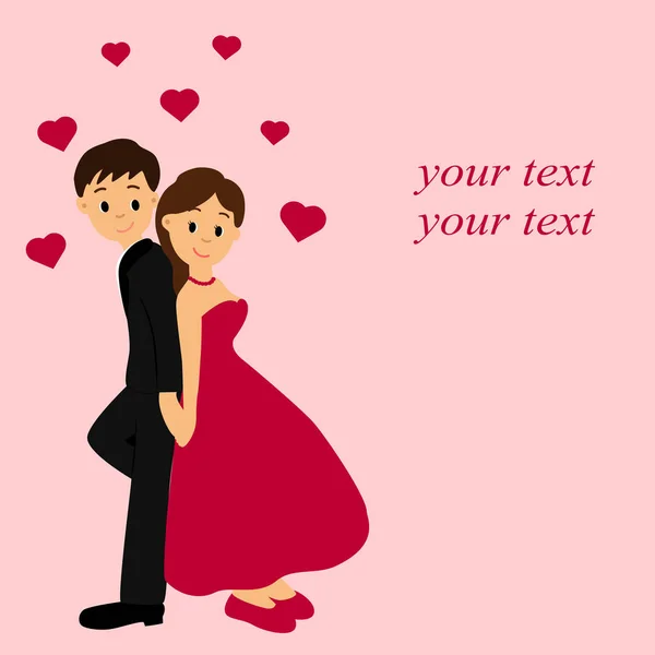 Saint Valentin. Carte postale pour la Saint-Valentin. Un couple aimant . — Image vectorielle