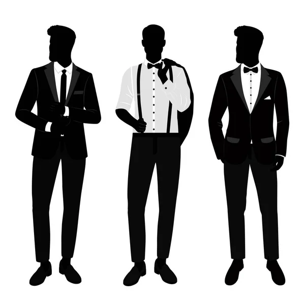 Costume homme mariage et smoking. Messieurs, messieurs. Collecte . — Image vectorielle