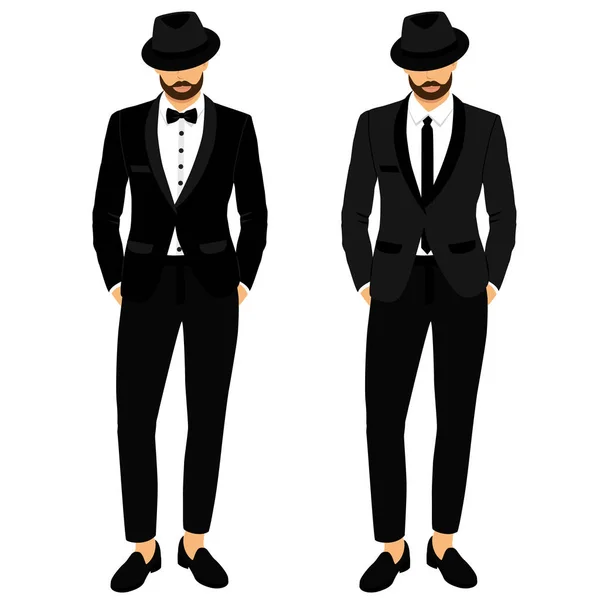 Costume homme mariage et smoking. Messieurs, messieurs. Collecte. Le marié . — Image vectorielle