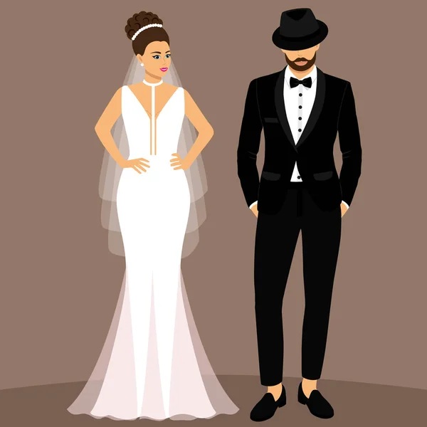Mariée et marié. Un couple. Carte de mariage avec les jeunes mariés . Graphismes Vectoriels