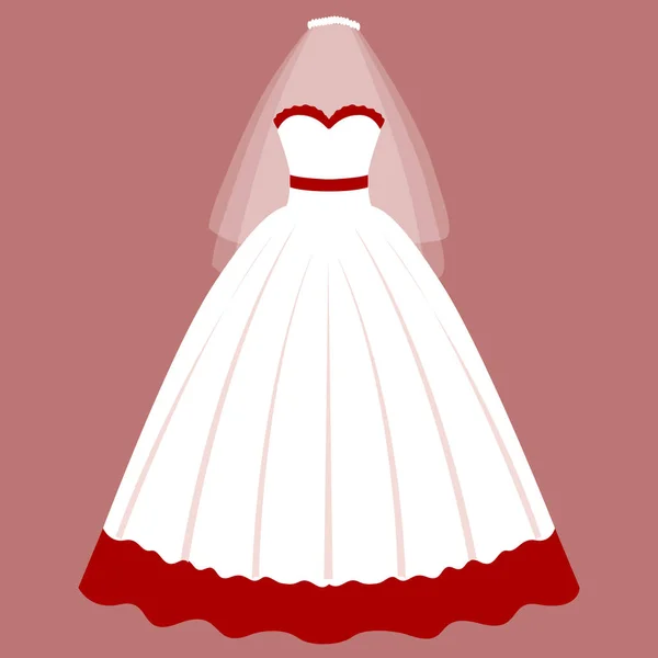 Bruiloft kaart met de kleren van de bruid. Mooie trouwjurk. — Stockvector