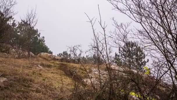 Ledare. Cykel tävlingar på bergsvägar. — Stockvideo