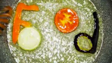 Sebzelerden gıda kelimesinin yenilebilir bileşimi