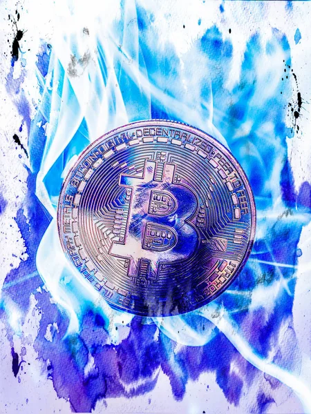 Bitcoin munt grafisch vervreemd — Stockfoto