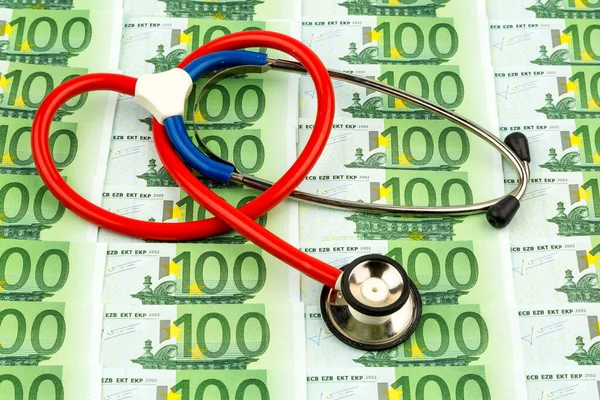 Rachunki stetoskop i euro — Zdjęcie stockowe