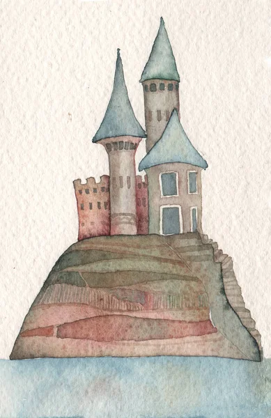 Hand Drawn Back Postcard Castle — Stock Photo, Image