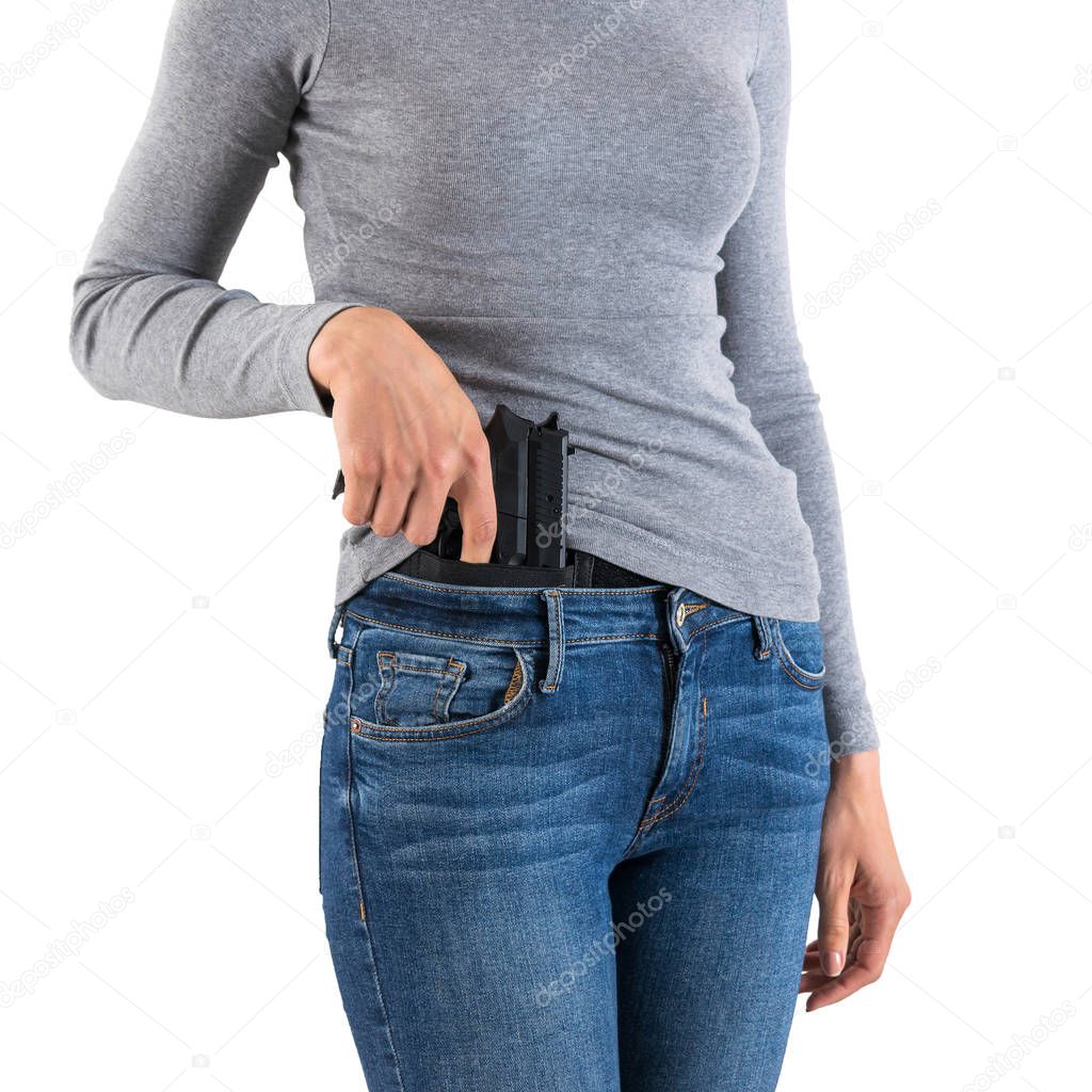 City tactical holster for concealed carrying weapons with a gun inside
