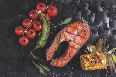 somon alabalık sebzeli biftek ızgara