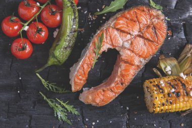 somon alabalık sebzeli biftek ızgara