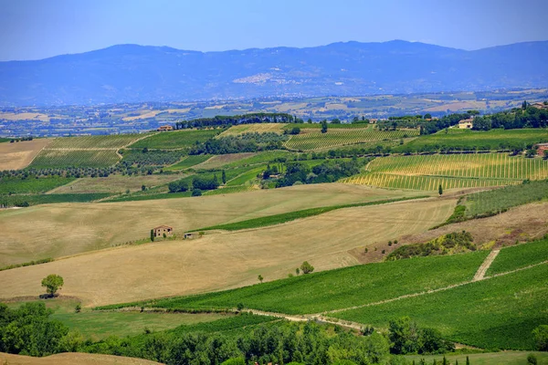 Panoramic View Spring Day Italian Rural Landscape — Stock Photo, Image