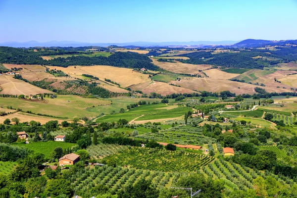 Vista Panorâmica Dia Primavera Paisagem Rural Italiana — Fotografia de Stock