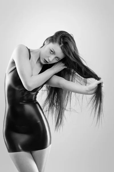 Studio Image Young Woman Wearing Latex — Stock Photo, Image