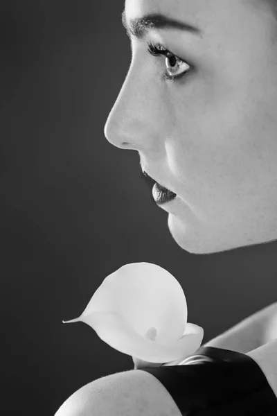 Studio Image Noir Blanc Jeune Femme Portant Latex — Photo