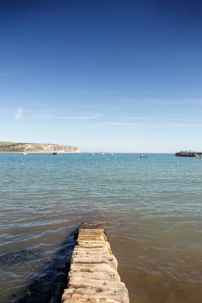 Swanage Seascape Kép Tengerre Néző — Stock Fotó