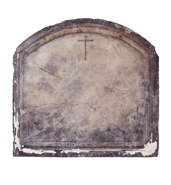 Cut Out Old Stone Plaque Grave Headstone — Stock Photo, Image