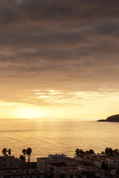 Golden Sunset Silhouette Almunecar Spain — Stock Photo, Image