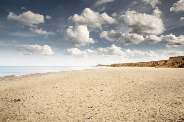 Krajobraz Morski Happisburgh Piaszczysta Plaża Wybrzeżu Morza Północnego — Zdjęcie stockowe