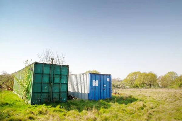 Large Metal Shipping Containers Field — Stock Photo, Image