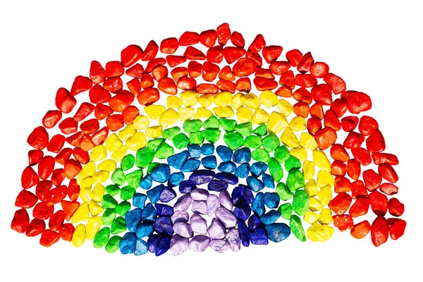 Rainbow Made Out Colored Stone White Background — Stock Photo, Image