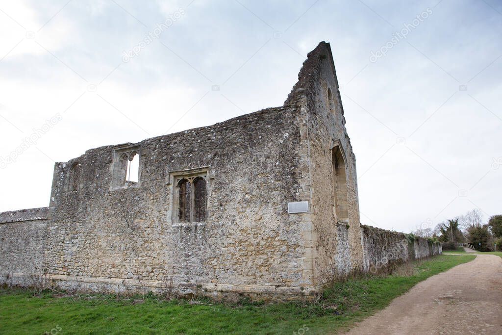 The ruins of Godstow Abbey, also known as Godstow Nunnery, stand in a meadow beside the River Thames at Godstow