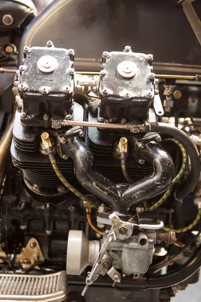 close up detail image of motorbike engine