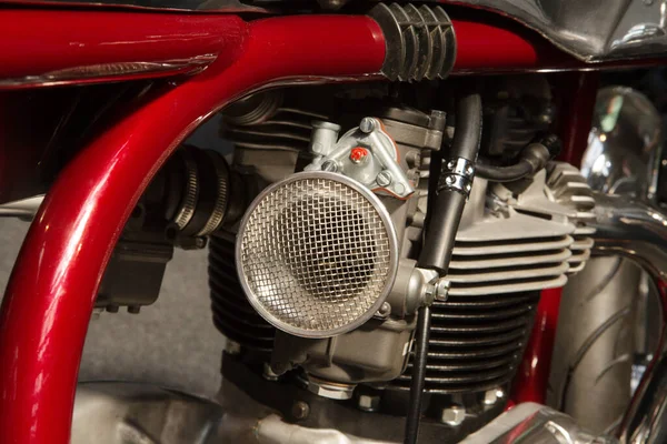 Close Detail Carburetor Air Intake Motorbike Engine — Stock Photo, Image