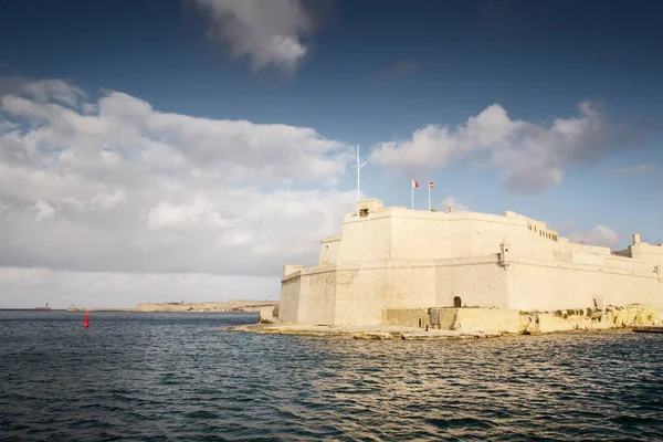 Zeegezicht Beeld Van Fort Heilige Angelo Malta Het Centrum Van — Stockfoto