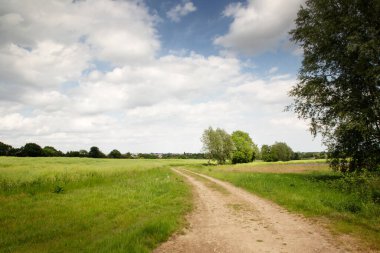 Çiftlik arazisi boyunca tek bir yol var. 