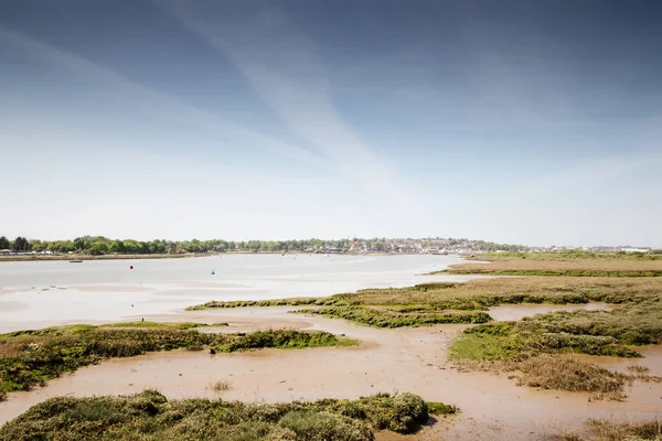 Marshland Κατά Μήκος Του Ποταμού Maldon Essex Αγγλία — Φωτογραφία Αρχείου