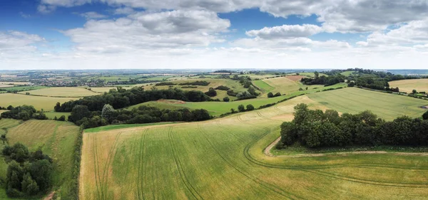 İngiltere 'nin Oxfordshire kırsalındaki panoramik tarım arazisi manzarası