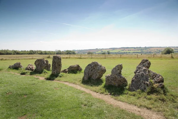 Krajobraz Kamienia Rollright Granicy Oxfordshire Warwickshire Anglii — Zdjęcie stockowe
