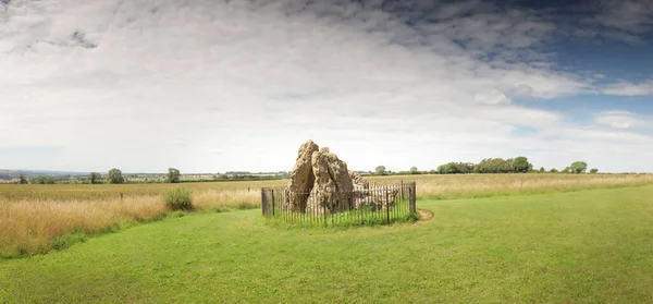 Panoramiczny Krajobraz Szepczących Rycerzy Część Kamienia Rollright Granicy Oxfordshire Warwickshire — Zdjęcie stockowe