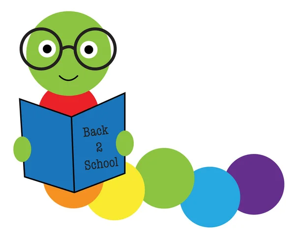 Terug Naar School Book Worm — Stockvector