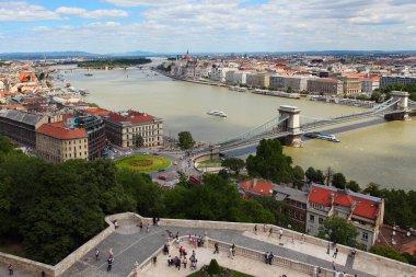 Budapeşte, Macaristan - 1 Temmuz 2018: Budapeşte Havacılık Manzarası, Macaristan. Yukarıdan harika Budapeşte Manzarası.