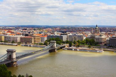Budapeşte, Macaristan 'ın hava manzarası. Yukarıdan harika Budapeşte Manzarası.
