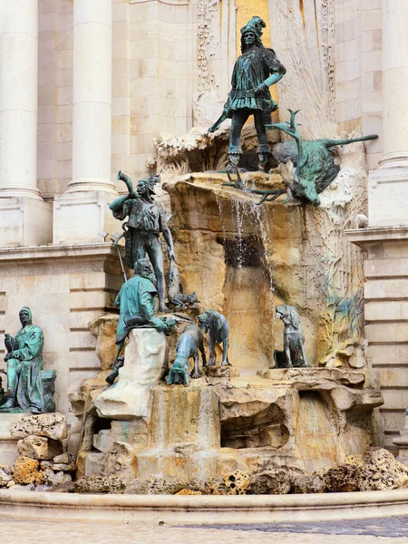 Fonte Rei Matthias Palácio Real Castelo Buda Budapeste Hungria — Fotografia de Stock