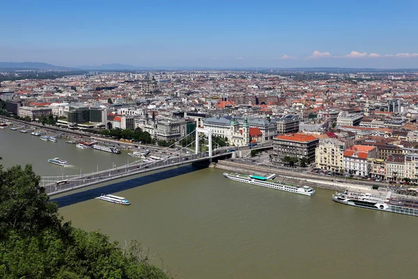 Panoramatický Výhled Most Elisabeth Budapešť Most Spojující Budu Pešť Přes — Stock fotografie