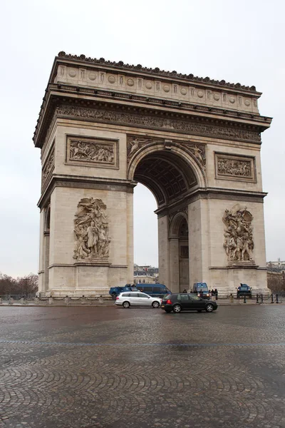 Paris França Fevereiro 2019 Vista Manhã Belo Arco Triunfo Carrossel — Fotografia de Stock
