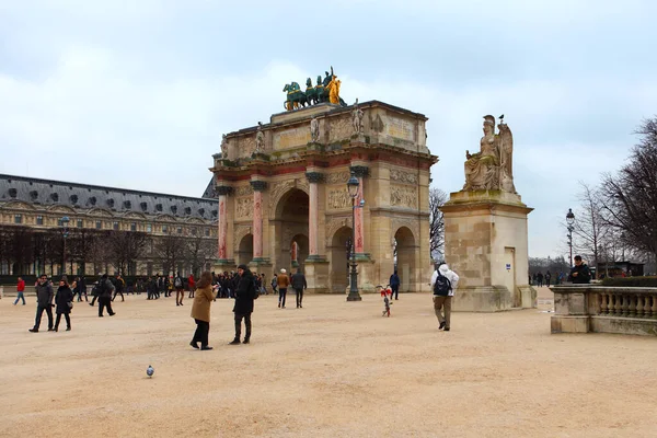 Párizs Franciaország 2019 Február Arc Triomphe Carrousel Napóleon Louvre Melletti — Stock Fotó
