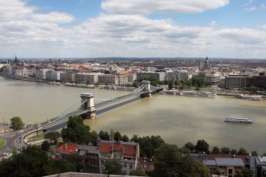 Budapeşte, Macaristan - 1 Temmuz 2018: Budapeşte Havacılık Manzarası, Macaristan. Yukarıdan harika Budapeşte Manzarası.