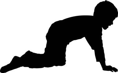 Küçük çocuk vektör siluet 