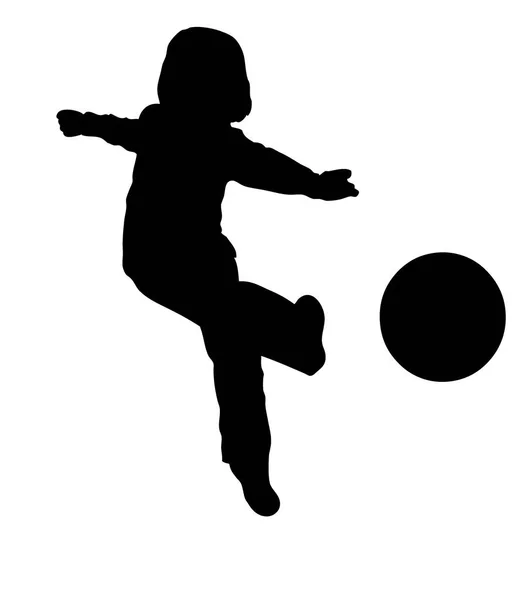 Silueta Niño Jugando Fútbol — Archivo Imágenes Vectoriales
