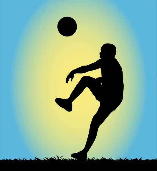 Niño Jugando Vector Fútbol — Vector de stock