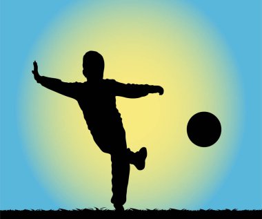 Çocuk oynarken futbol vektör