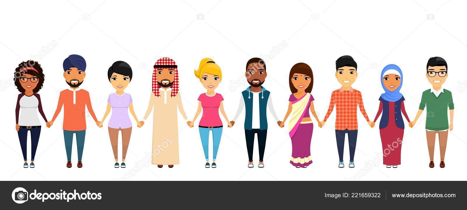 Group People Different Nationalities Holding Hands Each Other Asian Latin Stock Vector Image by ©DenisIllin #221659322 Group People Different Nationalities Holding Hands Each Other Asian Latin Stock Vector Image by ©DenisIllin #221659322