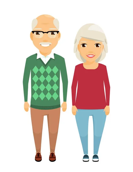 Ηλικιωμένος Άνδρας Και Γυναίκα Στέκεται Δίπλα Στο Άλλο Ηλικία Συνταξιοδότησης — Διανυσματικό Αρχείο