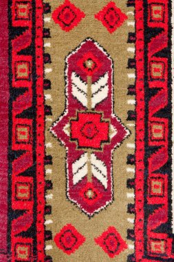 Duvar yün renkli halı desen parçası